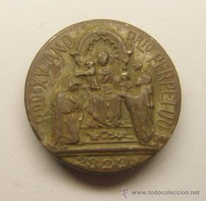 Médailles thématiques: Medalla placa religiosa del XV año del Rosario Perpetuo.